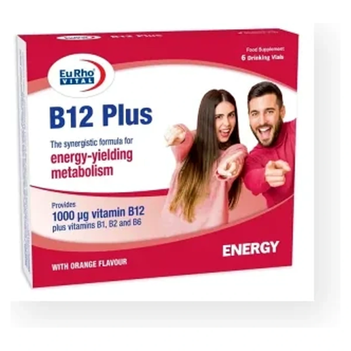 6344-front ویال خوراکی ویتامین B12 پلاس یوروویتال بسته 6 عددی