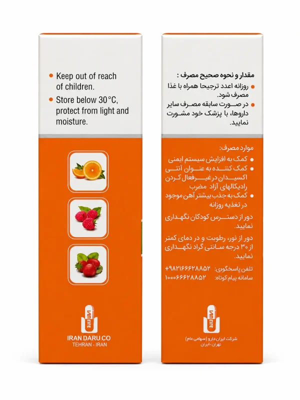 ویتامین C 500 میلی‌گرم ایران دارو قرص جویدنی 30 عددی - Image 3